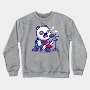 Cute Panda Rocker With Guitar Cartoon Crewneck Sweatshirt